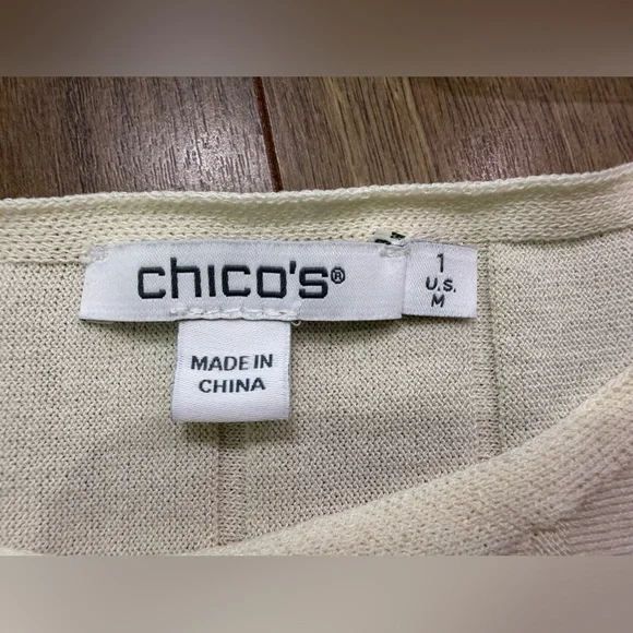 Chico’s Pleated Long Sleeve Sweater Cream Size 1 (Medium) - Picture 6 of 11